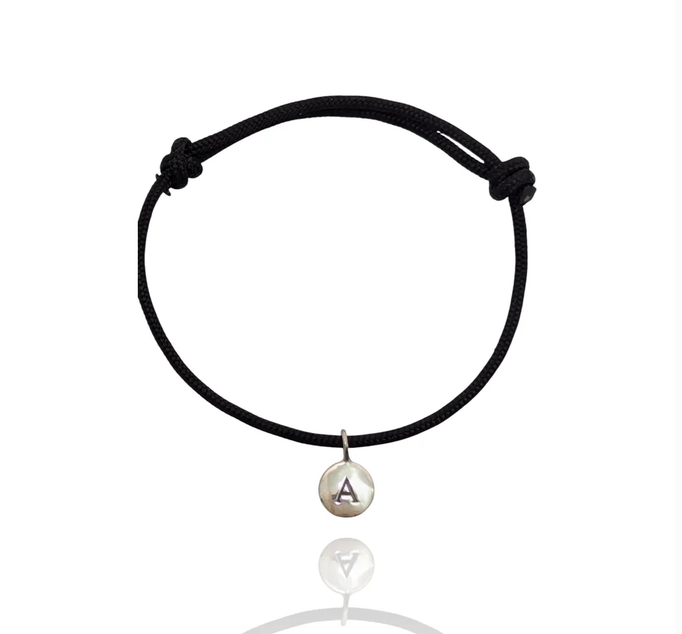 Initial Silky Black Rope Bracelet