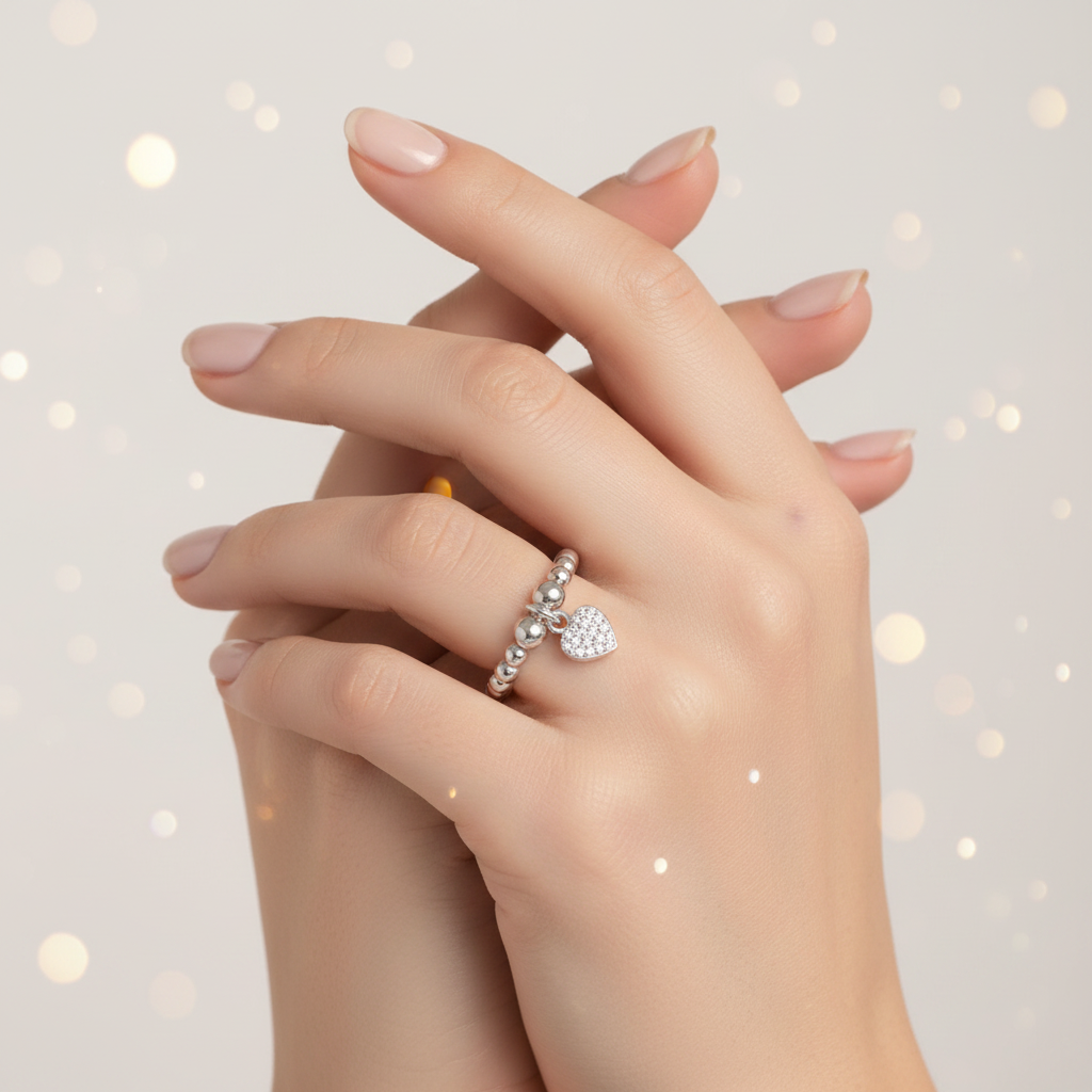 Anillo con brillo de corazón