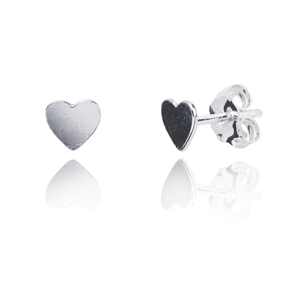 Aimee Mini Silver Heart Studs