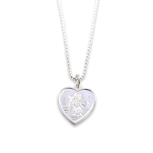 Heart Shaped St.Christopher & Chain