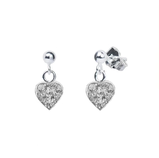 White Heart Sparkle Earrings