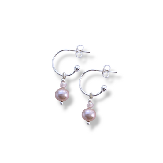 Dreamy Liliac Pearl Hoops