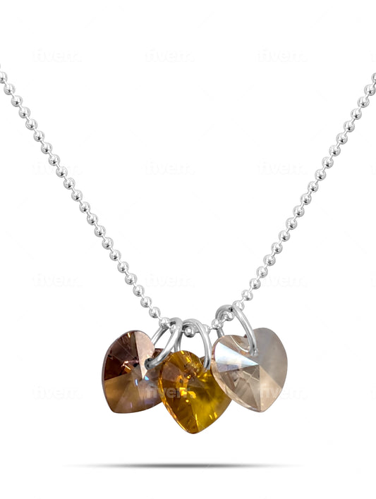 Autumn Sunset Triple Heart Necklace