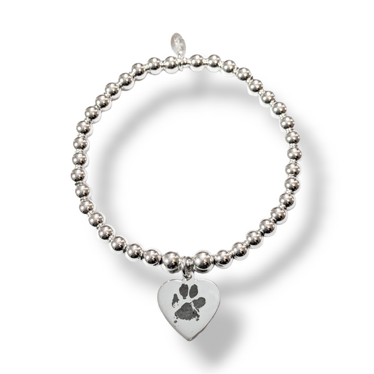 Paw Print Polished Heart Bracelet