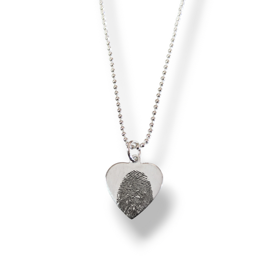 Engraved Finger Print Heart Necklace