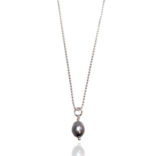 Grey Pearl Drop Necklace