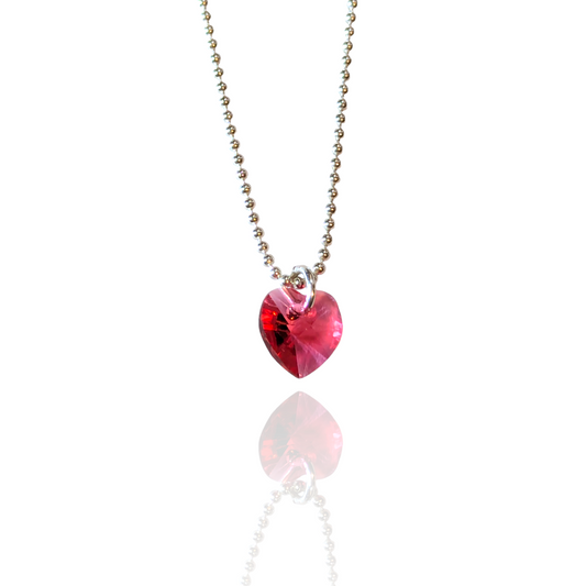 Autumn Rose Crystal Heart Necklace