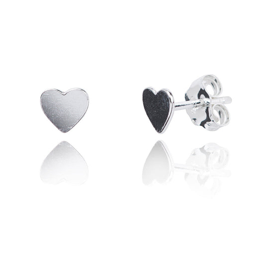 Aimee Mini Silver Heart Studs - e0008