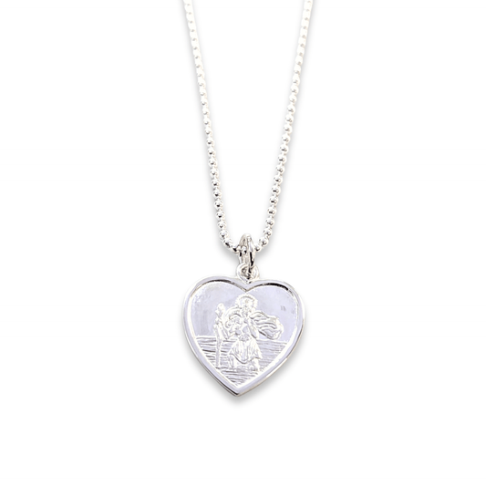 Heart Shaped St.Christopher & Chain