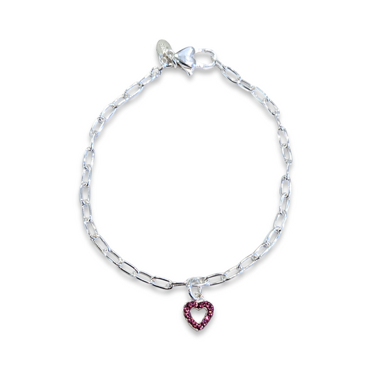 Pink Cupid Heart Link Bracelet